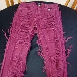 Dark burgundy stack jeans/ size 32
