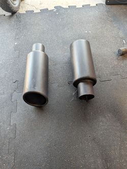 Dual 12 inch long 4 inch wide exhaust tips 2 inch pipe clamp on or weld