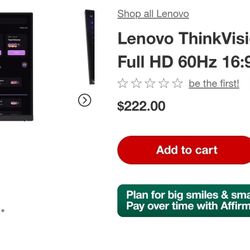 24" Lenovo Thinkvision Computer Monitor Screen