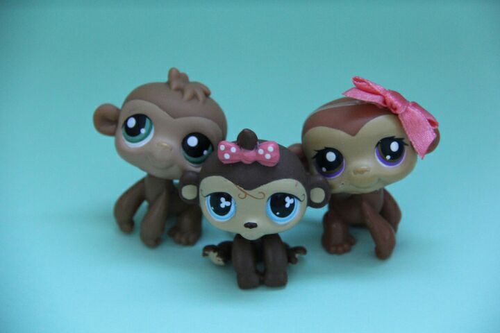 LPS Monkey #189 + Monkey #57 + Baby Monkey #501