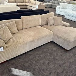CORDUROY BRAND NEW BEIGE SECTIONAL SAME DAY DELIVERY 