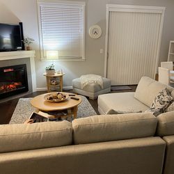 Light Grey Sectional Sofa with Ottoman