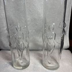 Vintage Libbey Nude Woman Silhouette Highball Glasses Set of 2