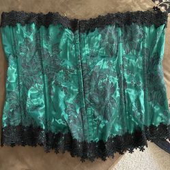 Emerald Green/ Black Lace Corset /Bustier