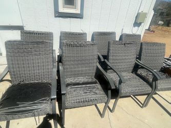 Set of 6 Gray Wicker Patio Chairs