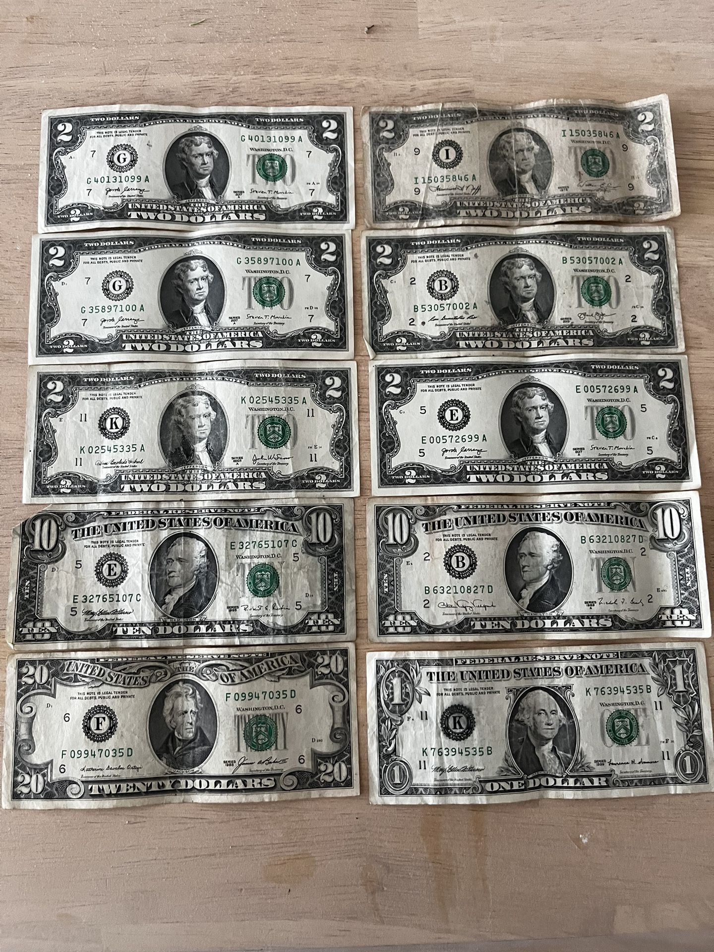 2 Dollars Bill 1976 , 1985 Collection Bills
