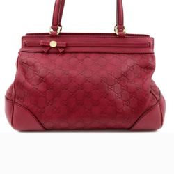 GUCCI Authentic Bordeaux Reddish-Purple Hue Leather Bag
