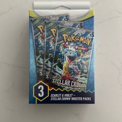 3 Packs Of Scarlet & Violet Stellar Crown Booster Packs
