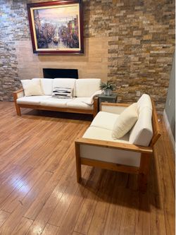 FREE DELIVERY – Modern Cream Scandinavian Sofa & Loveseat Set
