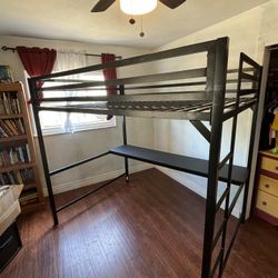 Metal Framed Bunkbed- FULL Size Over Desk