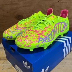Adidas Predator League FG/MG Soccer Cleats JH6471 Neon Yellow Men Size 10.5 NWT