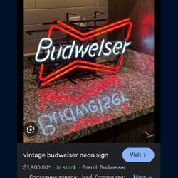 Antique neon Budweiser Bar Light