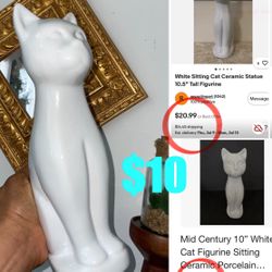 $10 Beautiful Pier 1 Ceramic Cat 10 inches tall in mint condition