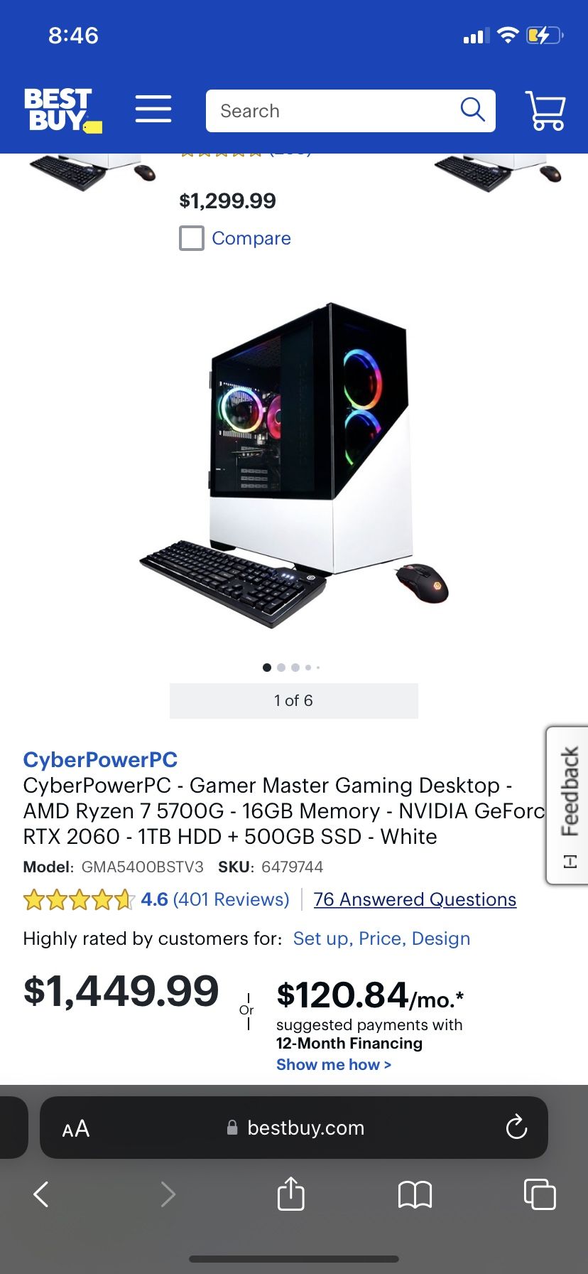 CyberPowerPC GMA5400BSTV3