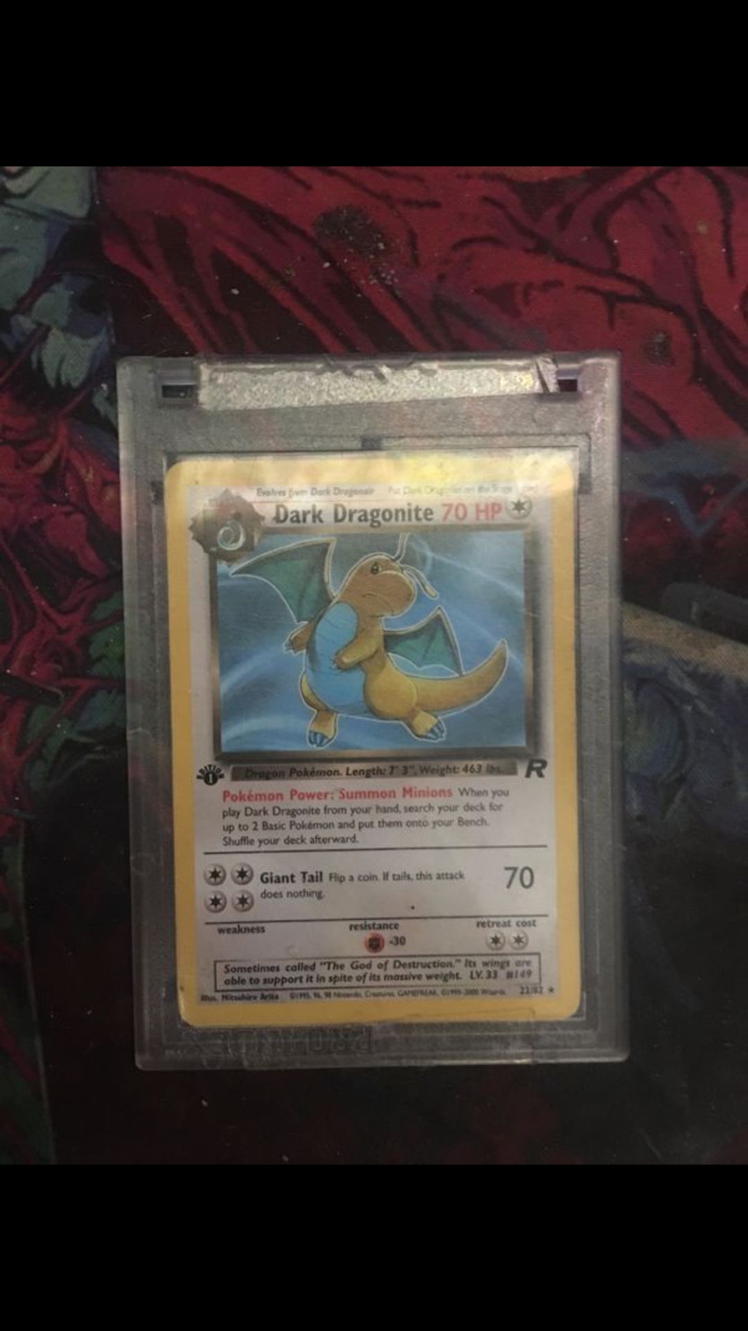 Dark Dragonite 1st Edition (Non-Holo) Pokemon Card In Hard Protective Case