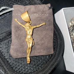 18k Solid Gold Jesus Pendant 