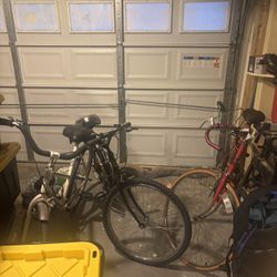 one fuji 10 speed bike, one ross 7 speed bike & one 10 speed Raleigh black bike