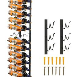 Wall Mounted Wine Rack, 12x2 Bottles Wine Holder Towel Rack, Black Steel Vertical Wine Rack, Modern Decorative Wall Mounted Wine Bottle Holder

