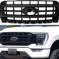 2021-2023 Ford F-150 F150 Front Bumper Grille Upper Hood Grill Gloss Black