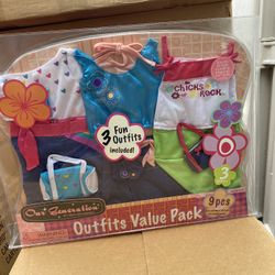 New Our Generation 18” Doll Outfits Value Pack 9 pcs