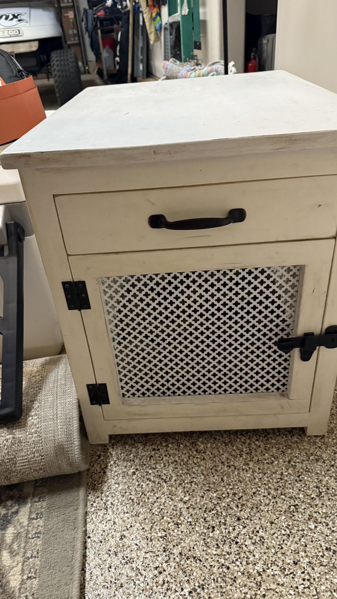 White Dog Crate End Table 