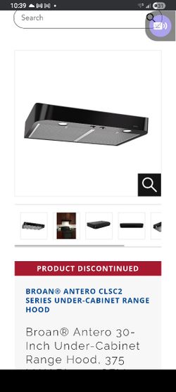 Broan Under Cabinet Range Hood Black 