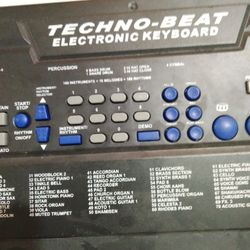 It Is Black And White It Is A Mini Kids Piano And The Techno - Beat Electronic Keyboard Has Lots Of Buttons And You Can Change The Melody And Sound