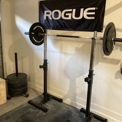 Rogue Ohio Barbell #45 and Adjustable Squat Rack 