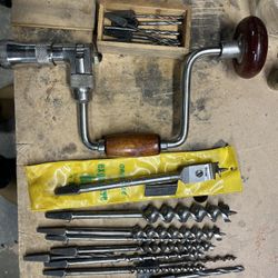 Antique Millers Falls Bit Brace With 22 Bits