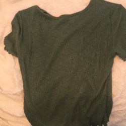 American Eagle, Green Cropped T, XS