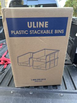 Box Of (9)Plastic Stackable Bins