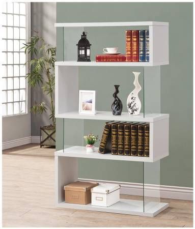 4 Tier Bookshelf With Glass Panel Sides! SUPER SALE!!