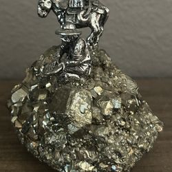Vintage Pewter Prospector And Donkey On Fool’s Gold Figurine