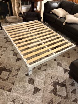 Full size white metal bed frame
