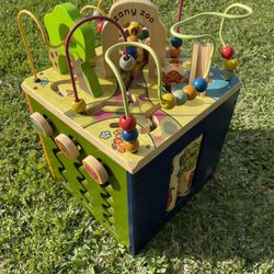 Wooden Activity Cube Educational Play Toddler Toy