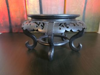 Vintage Hong Kong Chinese Dark Black Display Stand or Pedestal 7.5 "