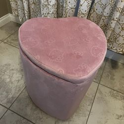 Hello Kitty Pink Heart Ottoman With Storage 