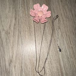 Pilgrim pink Flower Pendant Necklace with silver chain (Danish Design )