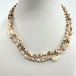 Natural Seashell Multi Strand Necklace - Boho Beach Jewelry Gift