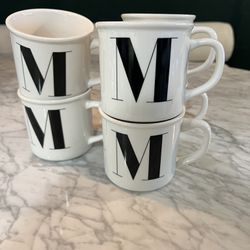 Pottery Barn Initial “M” Coffee Mugs