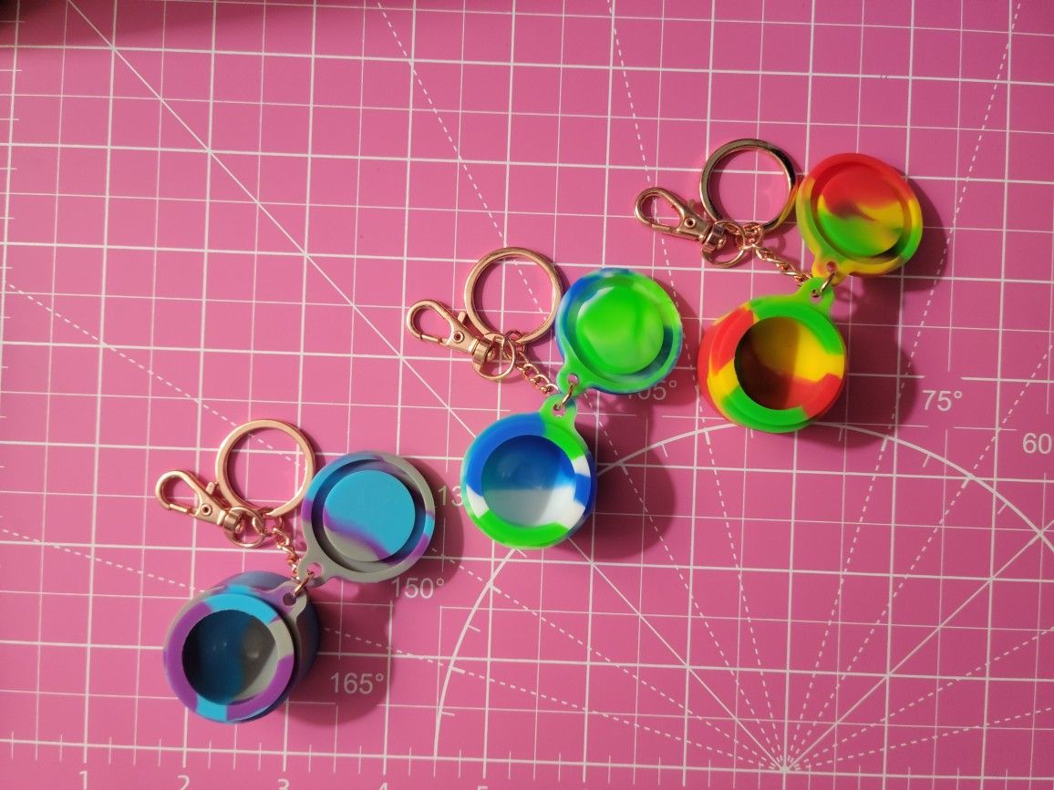 3 x Rose Gold Hardware Wax/Dab/Oil Silicone Storage Container Keychains