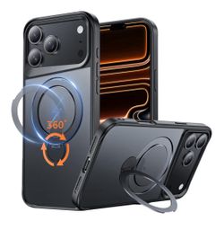 iPhone 17 Pro Max Case, with 360° Magnetic Stand [Compatible with MagSafe] [Military Drop Protection] Shockproof Translucent Matte Case for 17 Pro Max