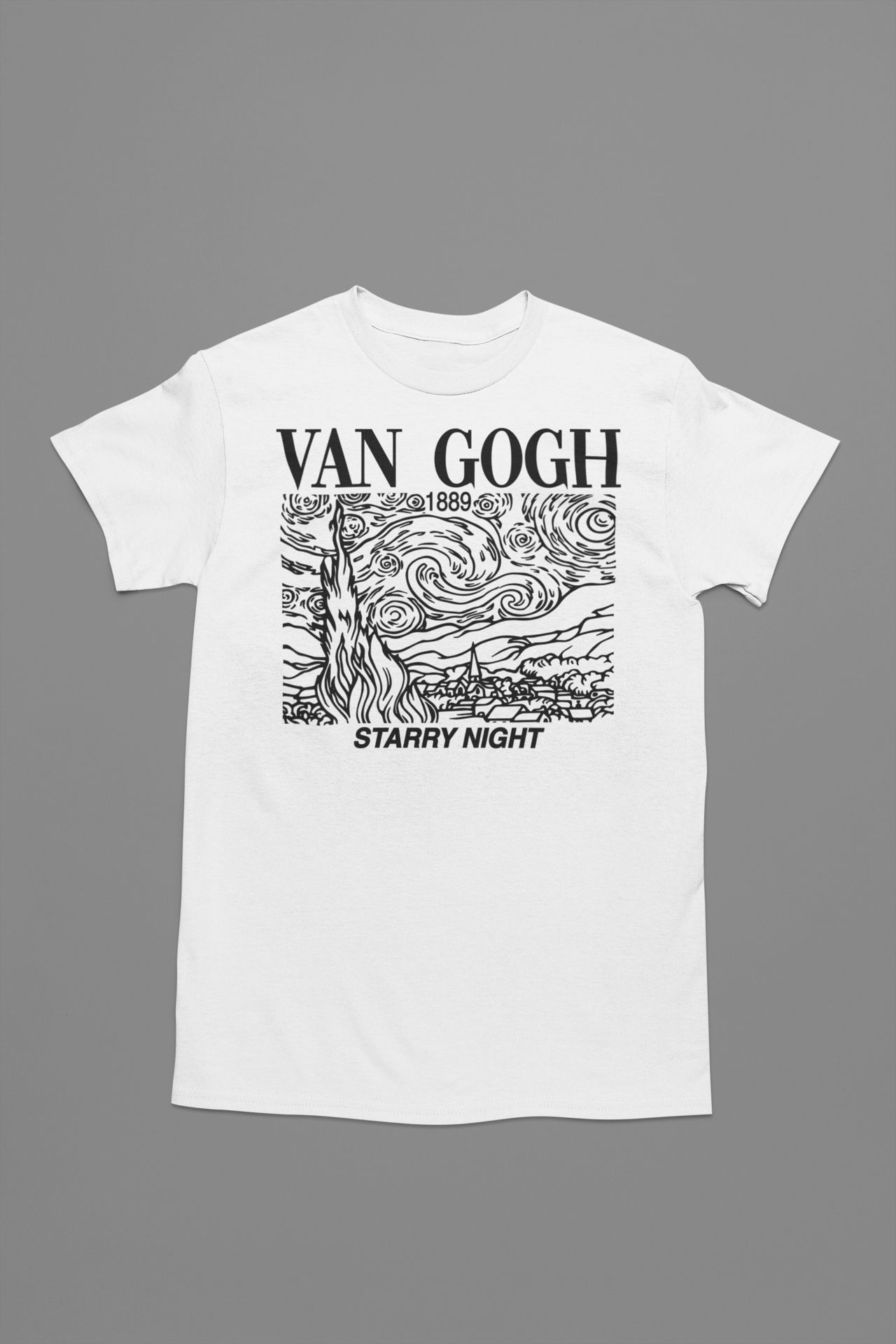 Van Gogh Shirt. Starry Night Shirt. White. Multiple Sizes. Fast Shipping!