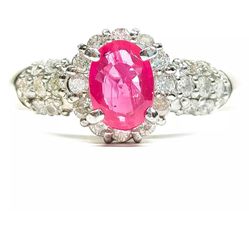 1.20 Natural Ruby And Diamond Ring Size 7 Platinum 