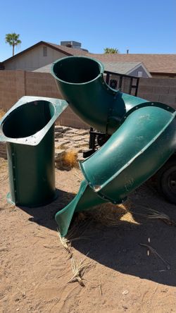 Playground Equipment - Green Modular Tube Slide