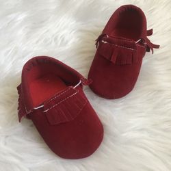 Red-burgandy 6-12M baby moccasins Shoes 
