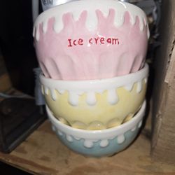 Vintage Smuckers Ice Cream Ceramic Bowls Set Of 3 NO Flaws