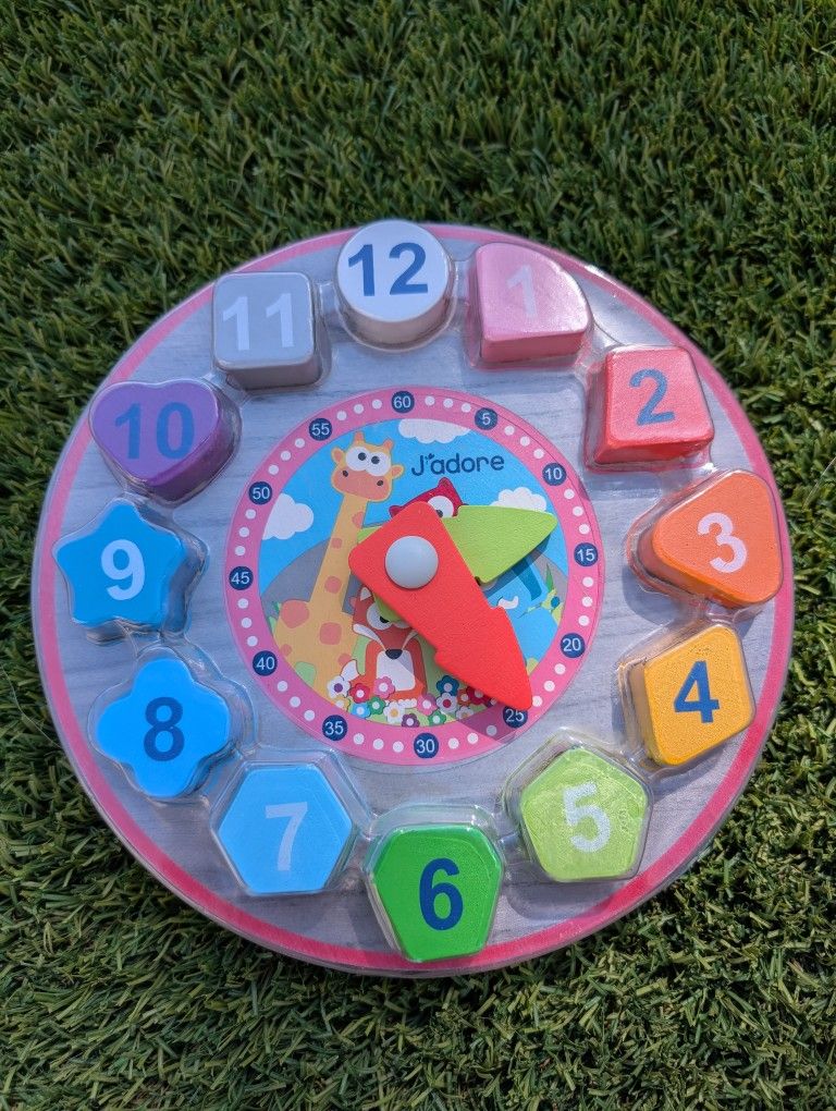 J'Adore Wooden Shape Sorting Clock