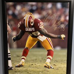 Washington Redskins Brian Orakpo autographed framed canvas print.