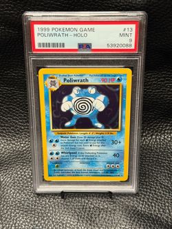 POLIWRATH HOLO 13/102 WOTC 1999 BASE SET PSA9